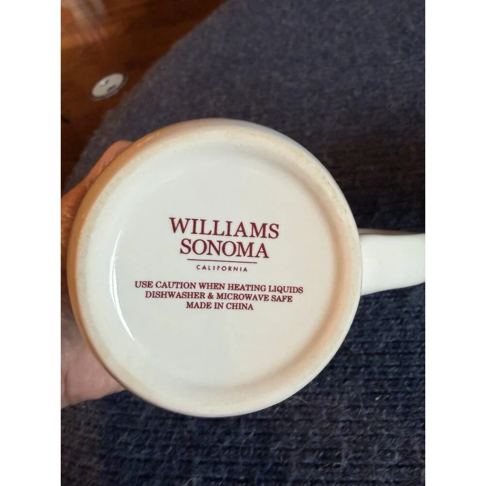 Williams Sonoma Snowman Winter Coffee Mugs 14oz RARE 2004 Set Of 2